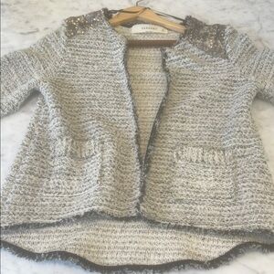 Zara Gray Cardigan Sweater with Chunky Knit Texture